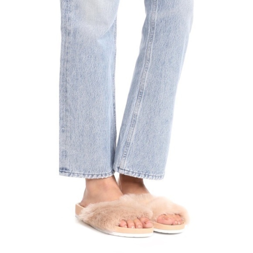 NEW Vince Garrison Blush Pink Fur‎ Slides Sandals